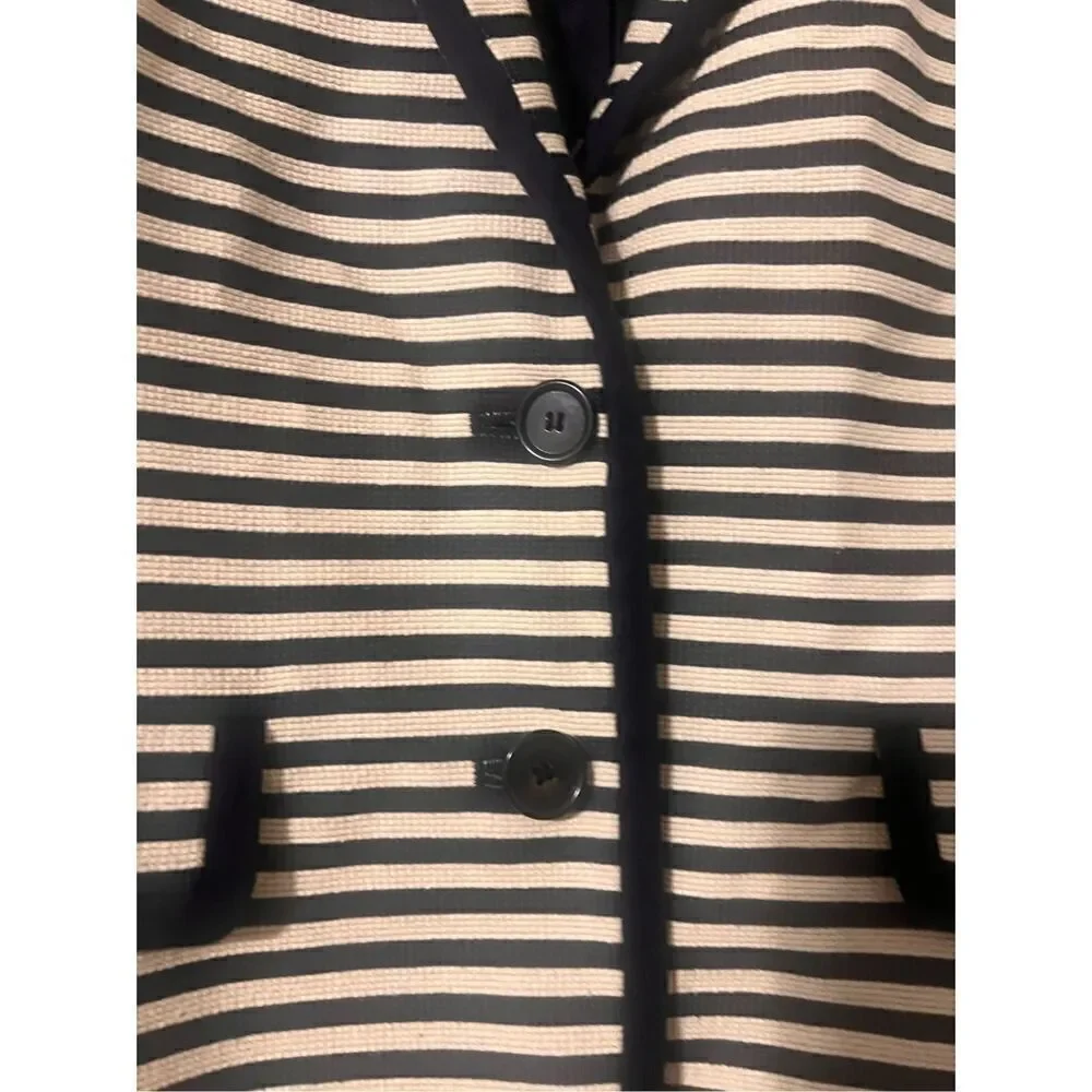 Loft Size 4 Double Button Stripe Corded Blazer Jacket Navy Cream Nautical Preppy